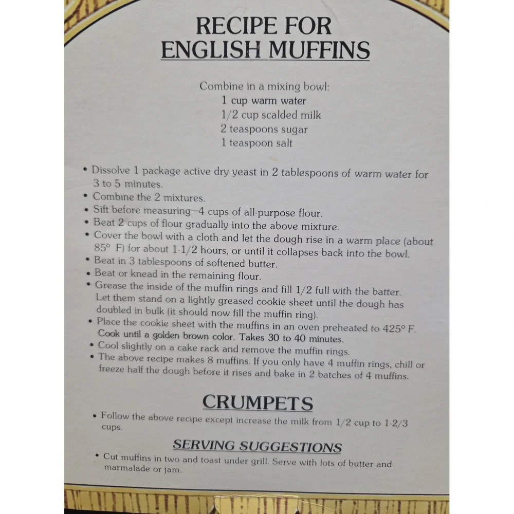 Vintage Fox Run English Muffin Rings Set 4 Metal Crumpet Molds Box Recipe